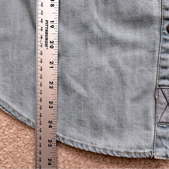 Fee People We The Free Denim Fields Crochet Long Sleeve Button Down Shirt - Picture 8 of 8